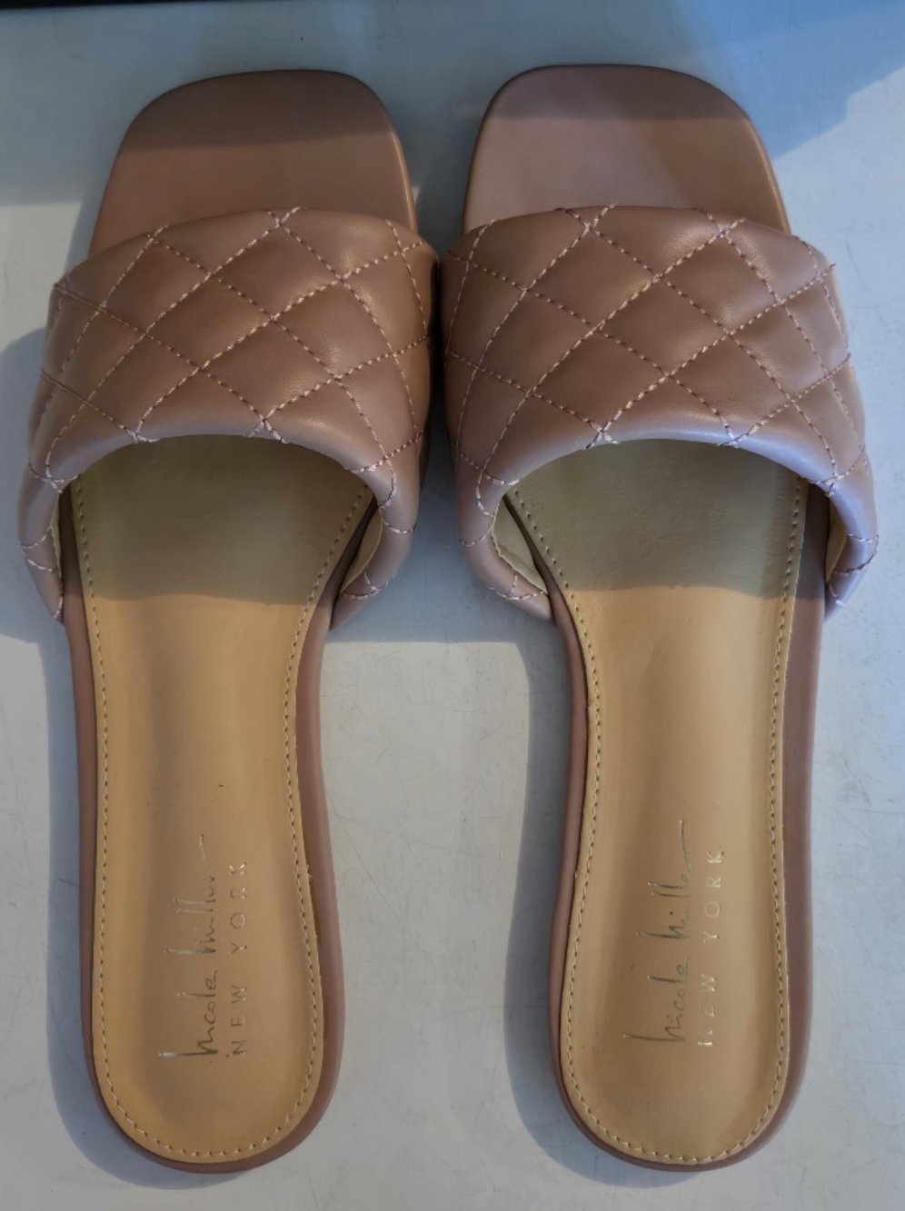 Nicole Miller Quilted Mauve Slide Sandals